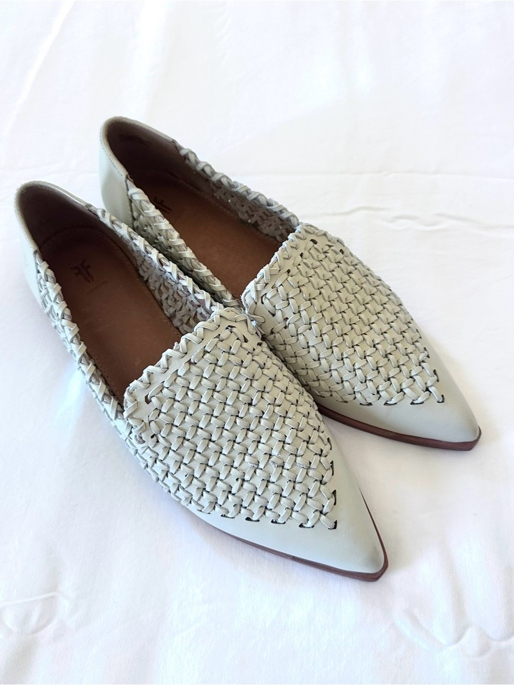 Frye Woven Bone Leather Kenzie Venetian Loafer NWOT
